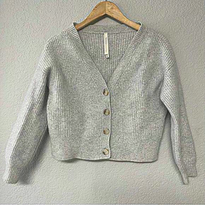 Aritzia The Group by Babaton Lagoon Crop Cardigan Merino Wool Light Gray Size XS